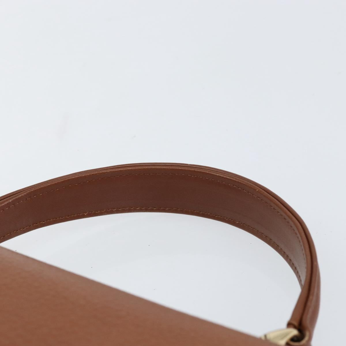 Burberrys Hand Bag Leather Brown Gold Auth th6517