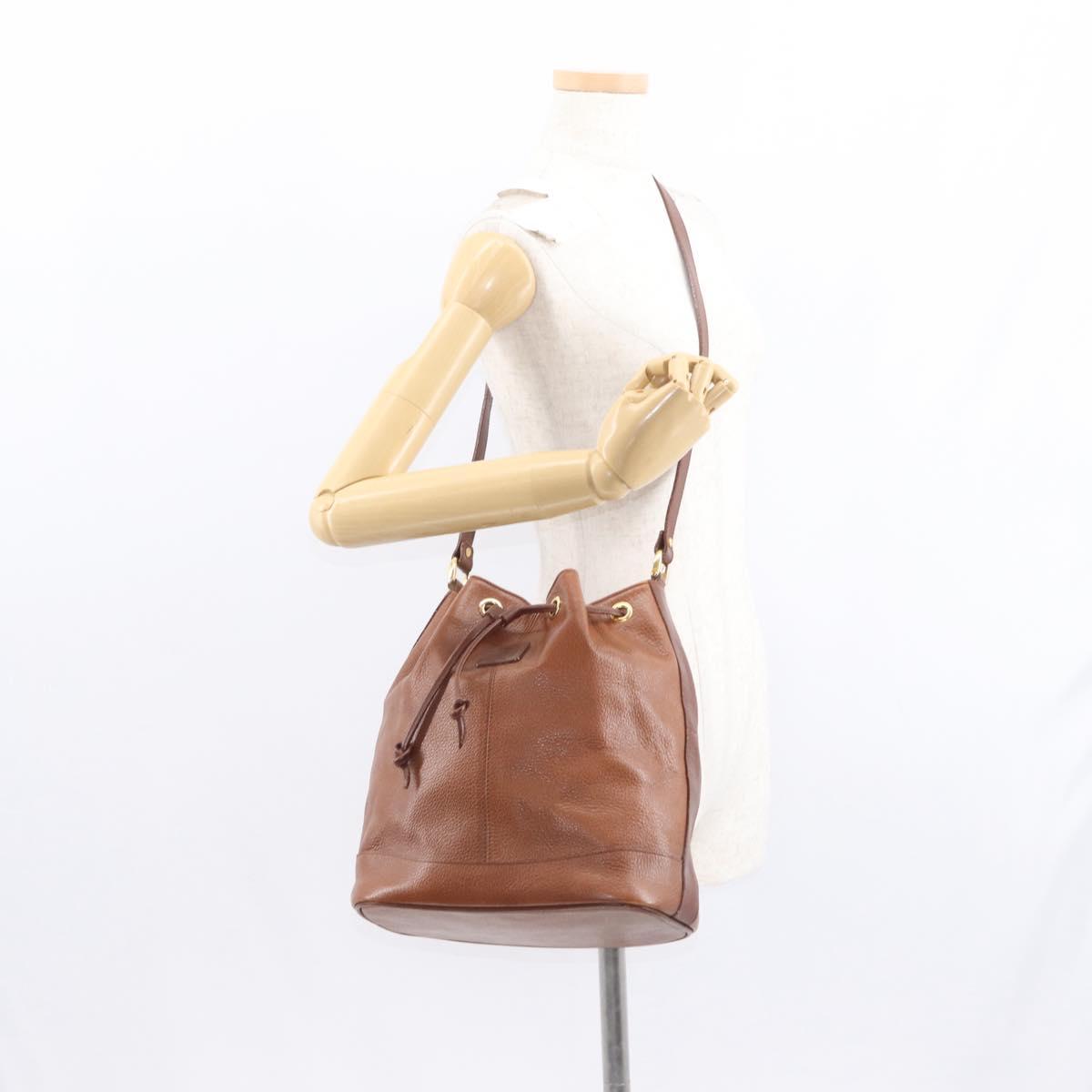 Burberrys Shoulder Bag Leather Brown Gold Auth th6518