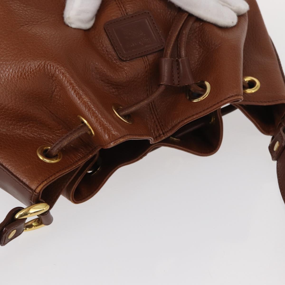 Burberrys Shoulder Bag Leather Brown Gold Auth th6518