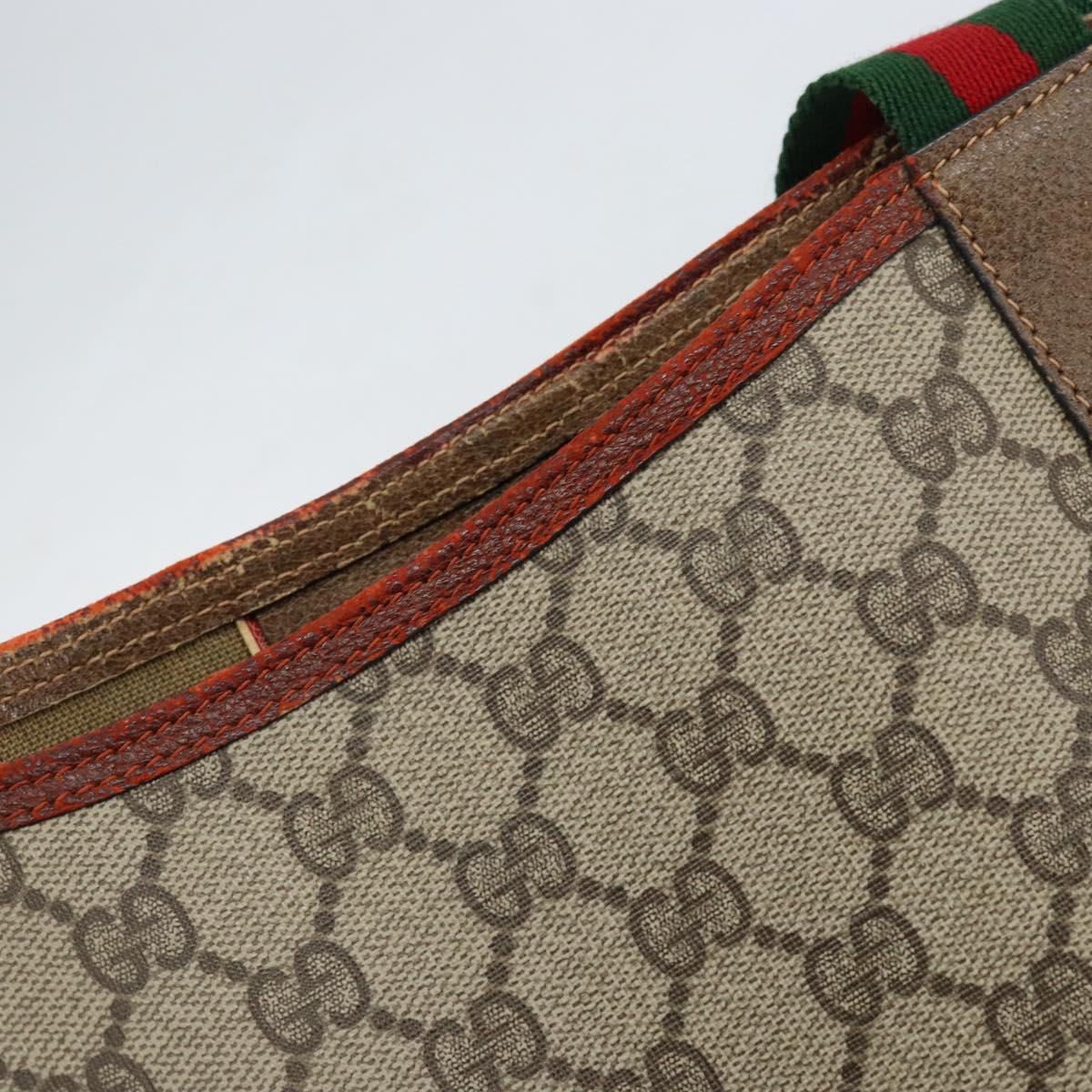 GUCCI GG Supreme Web Sherry Line Tote Bag PVC Beige Red 39 02 003 Auth th6519