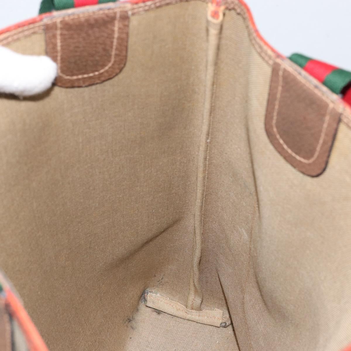 GUCCI GG Supreme Web Sherry Line Tote Bag PVC Beige Red 39 02 003 Auth th6519