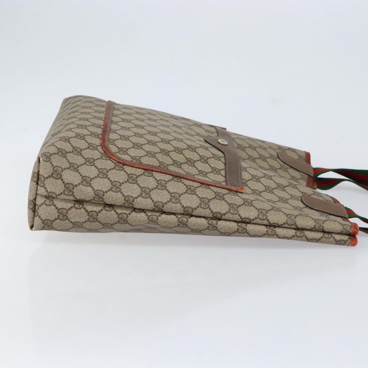 GUCCI GG Supreme Web Sherry Line Tote Bag PVC Beige Red 39 02 003 Auth th6519