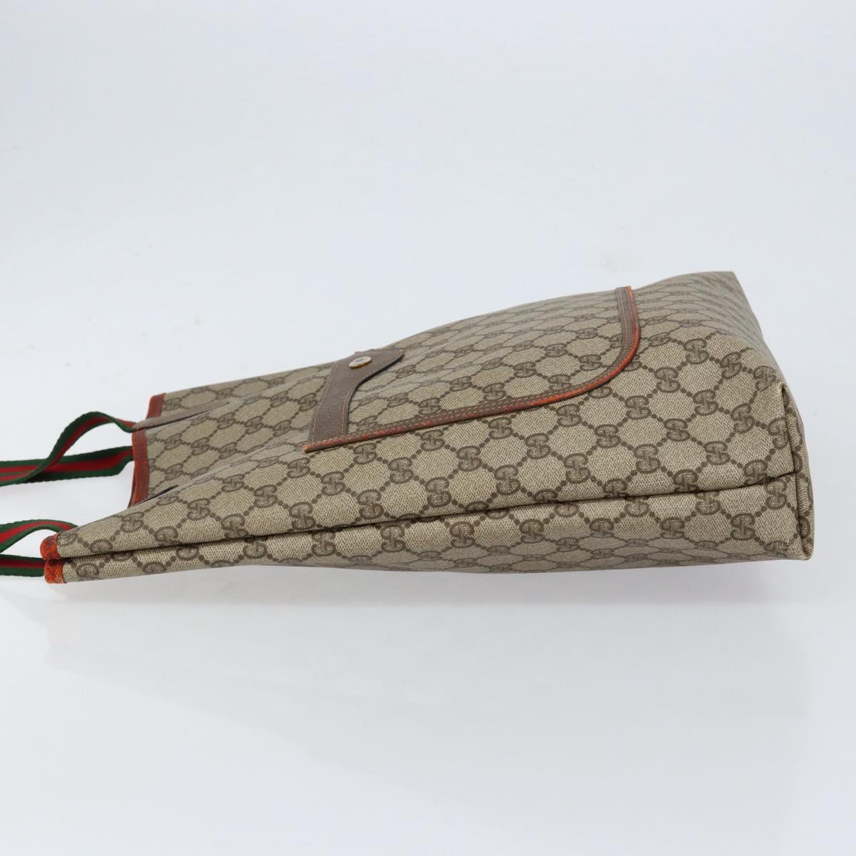 GUCCI GG Supreme Web Sherry Line Tote Bag PVC Beige Red 39 02 003 Auth th6519