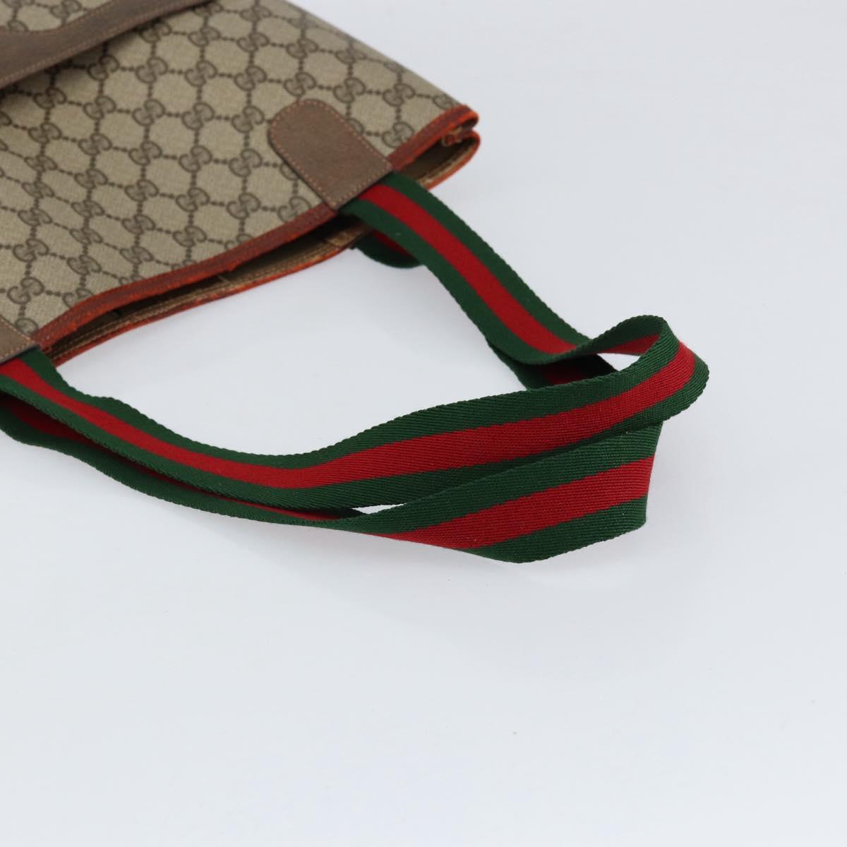 GUCCI GG Supreme Web Sherry Line Tote Bag PVC Beige Red 39 02 003 Auth th6519
