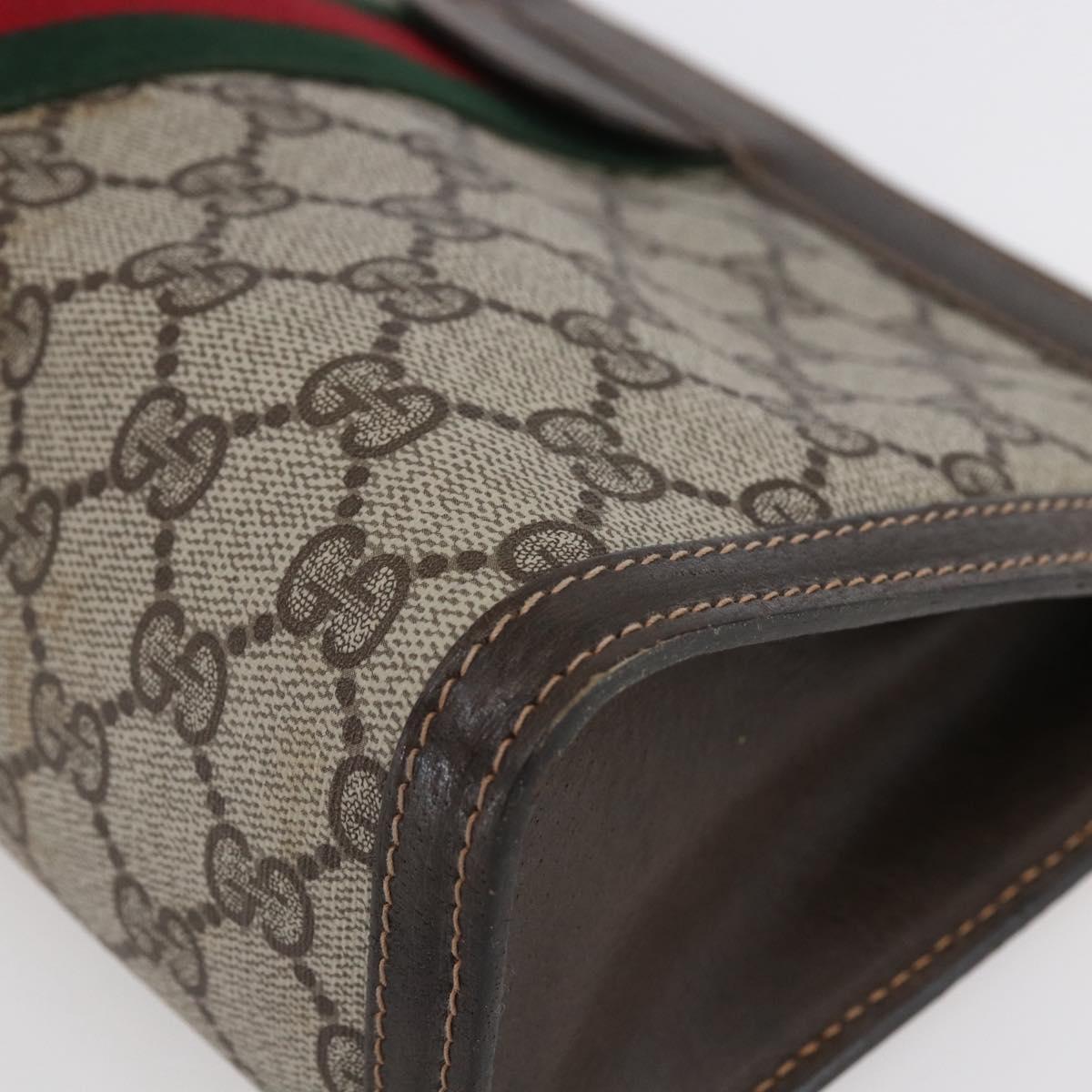 GUCCI GG Supreme Web Sherry Line Bag PVC Beige Red 41 014 2125 28 Auth th6520