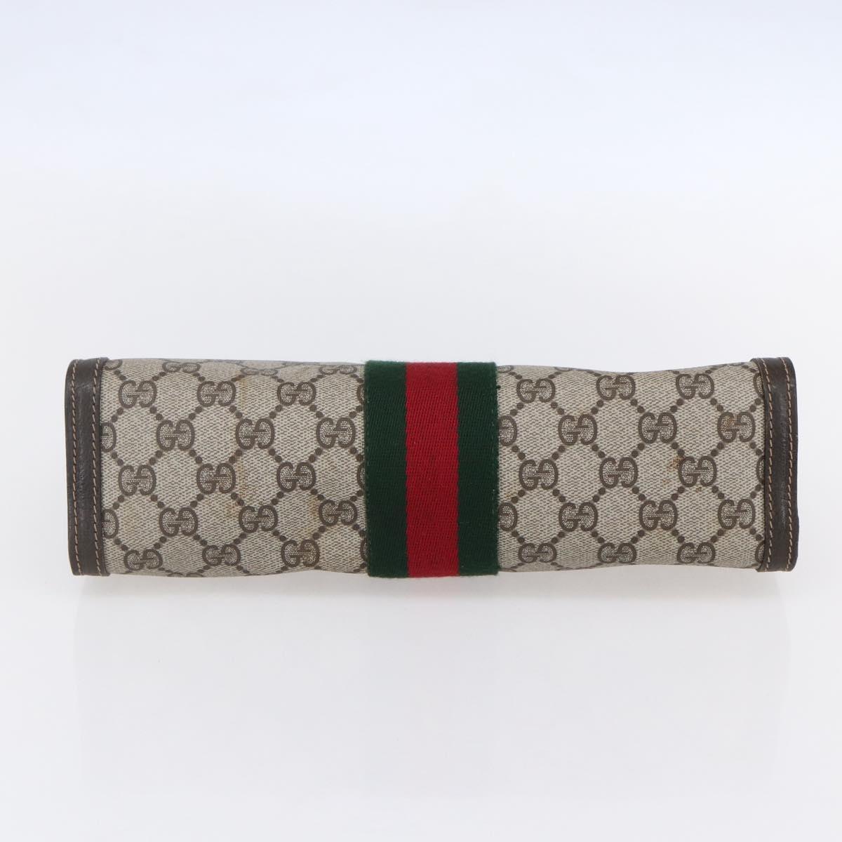 GUCCI GG Supreme Web Sherry Line Bag PVC Beige Red 41 014 2125 28 Auth th6520