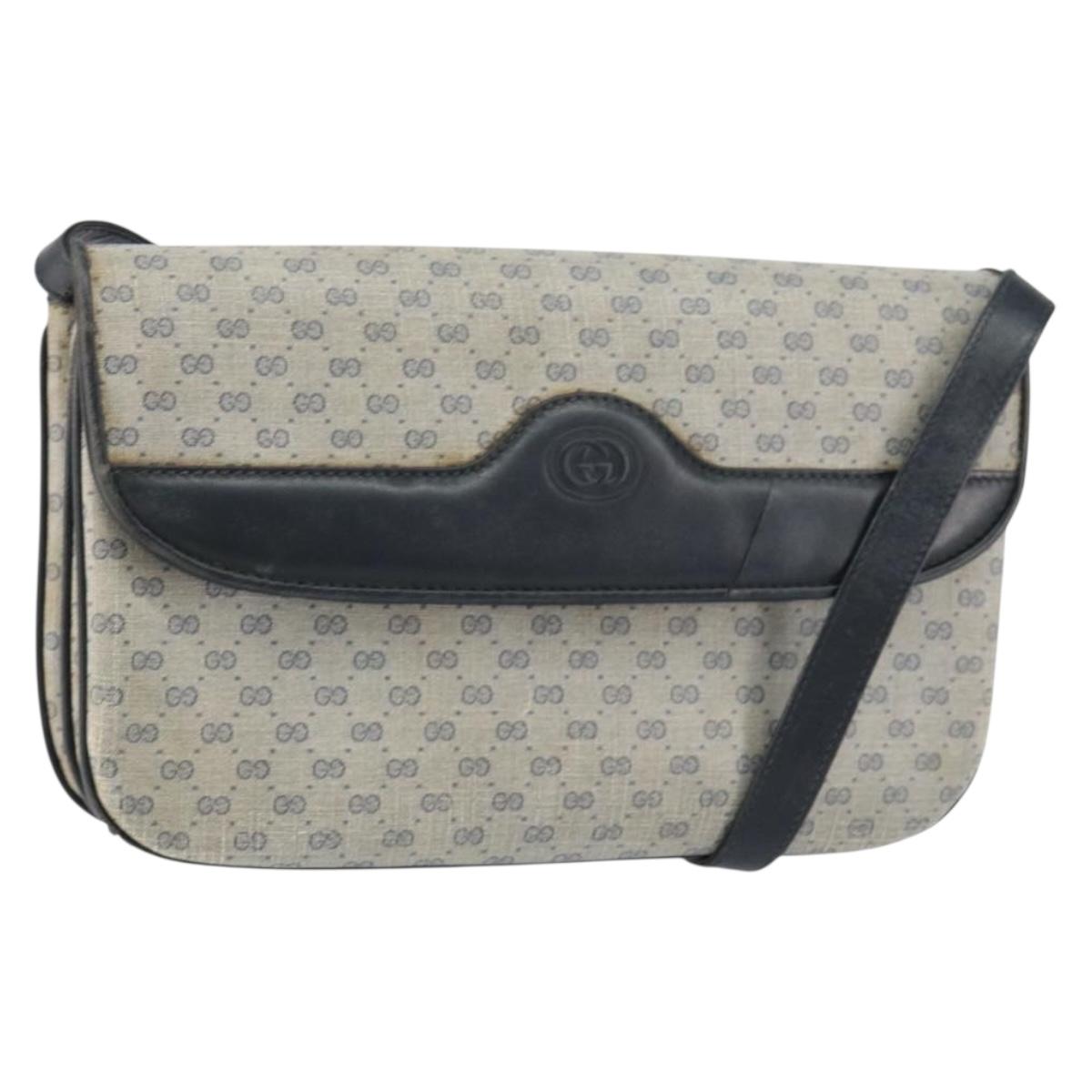 GUCCI Micro GG Supreme Shoulder Bag PVC Navy Gold 004 106 0024 Auth th6521