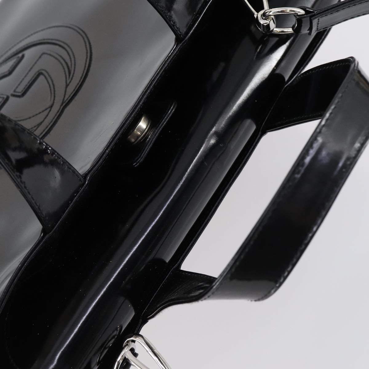 GUCCI Soho Hand Bag Enamel 2way Black Silver 000 1013 0504 Auth th6522