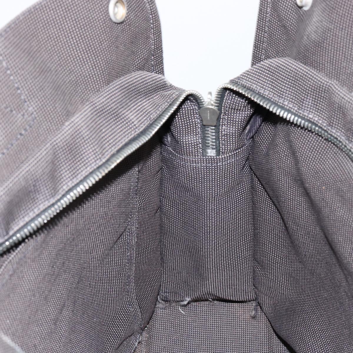 HERMES Her Line MM Hand Bag Canvas Gray Silver Auth th6523