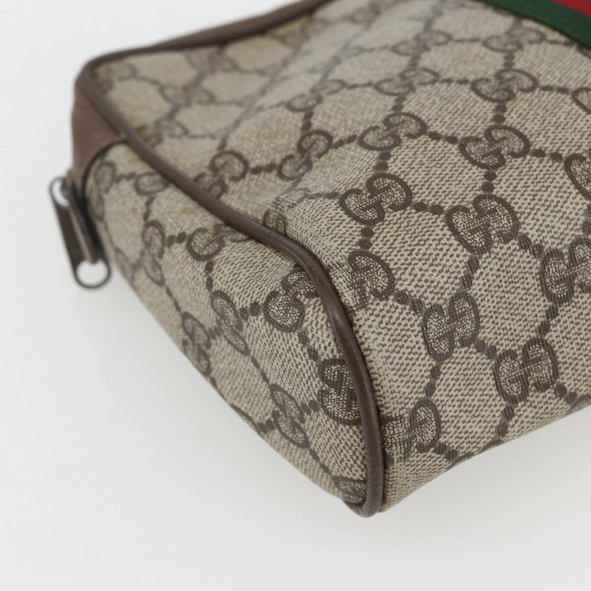 GUCCI GG Supreme Web Sherry Line Clutch Bag PVC Beige Gold 89 01 012 Auth th6554