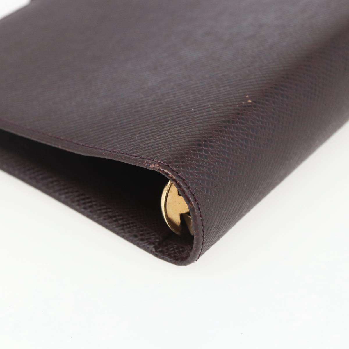 LOUIS VUITTON Taiga Agenda MM Day Planner Cover Acajou R20416 LV Auth th6572