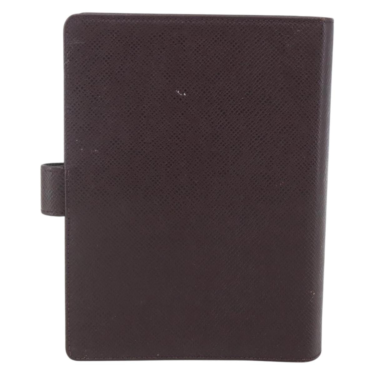 LOUIS VUITTON Taiga Agenda MM Day Planner Cover Acajou R20416 LV Auth th6572