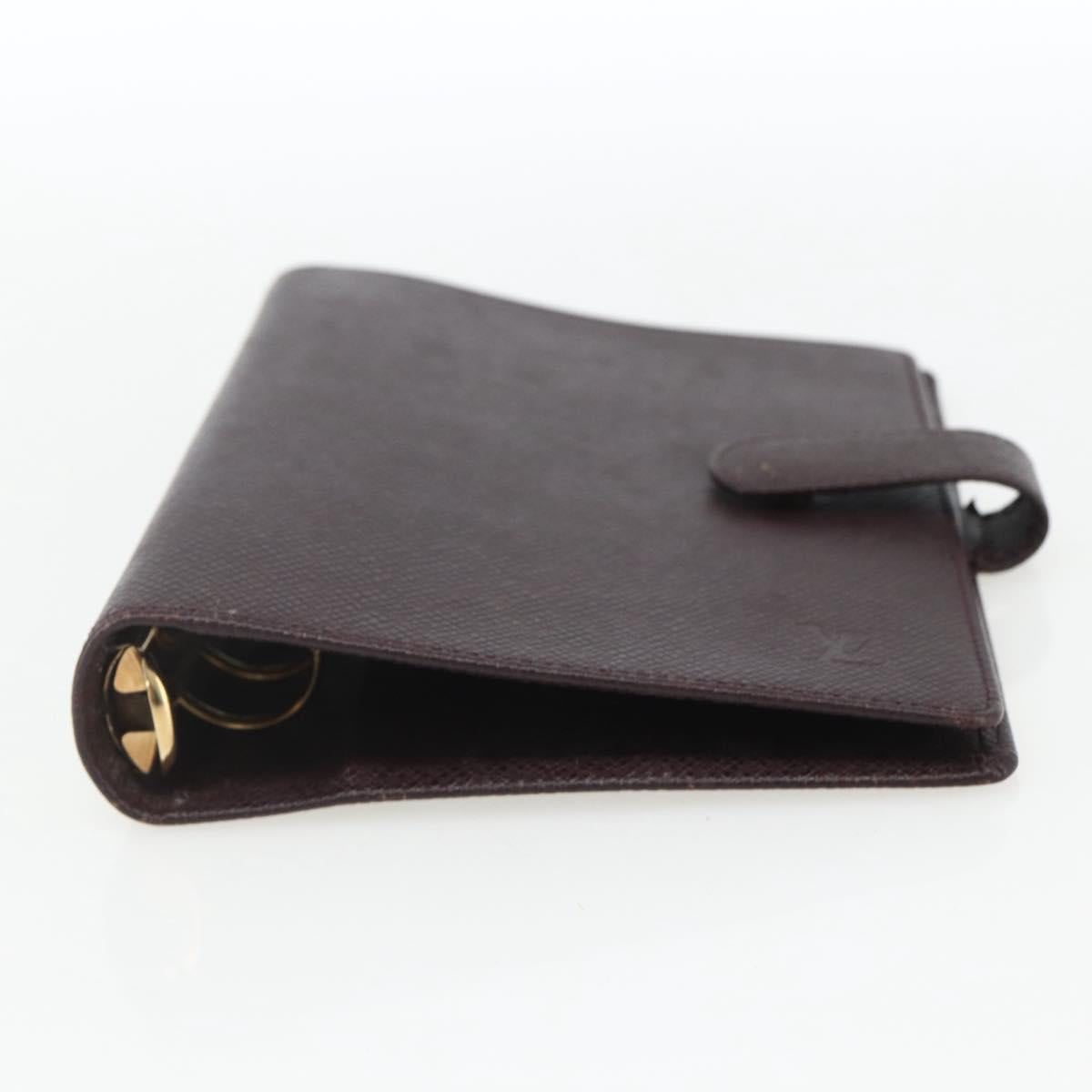 LOUIS VUITTON Taiga Agenda MM Day Planner Cover Acajou R20416 LV Auth th6572