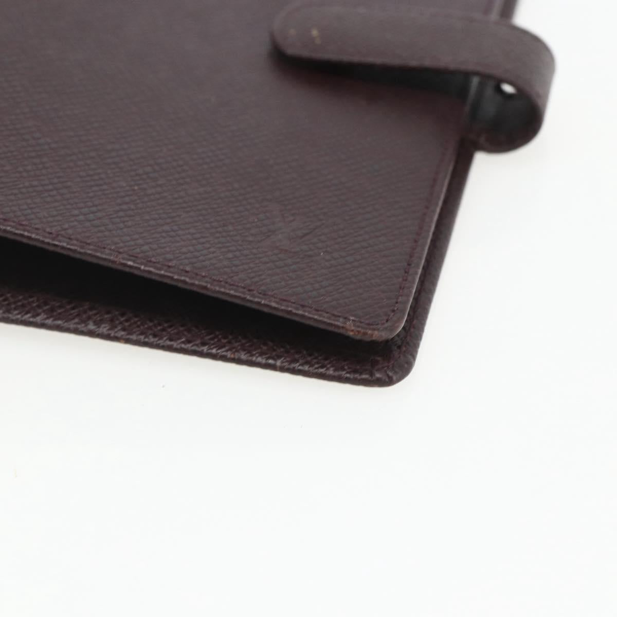 LOUIS VUITTON Taiga Agenda MM Day Planner Cover Acajou R20416 LV Auth th6572
