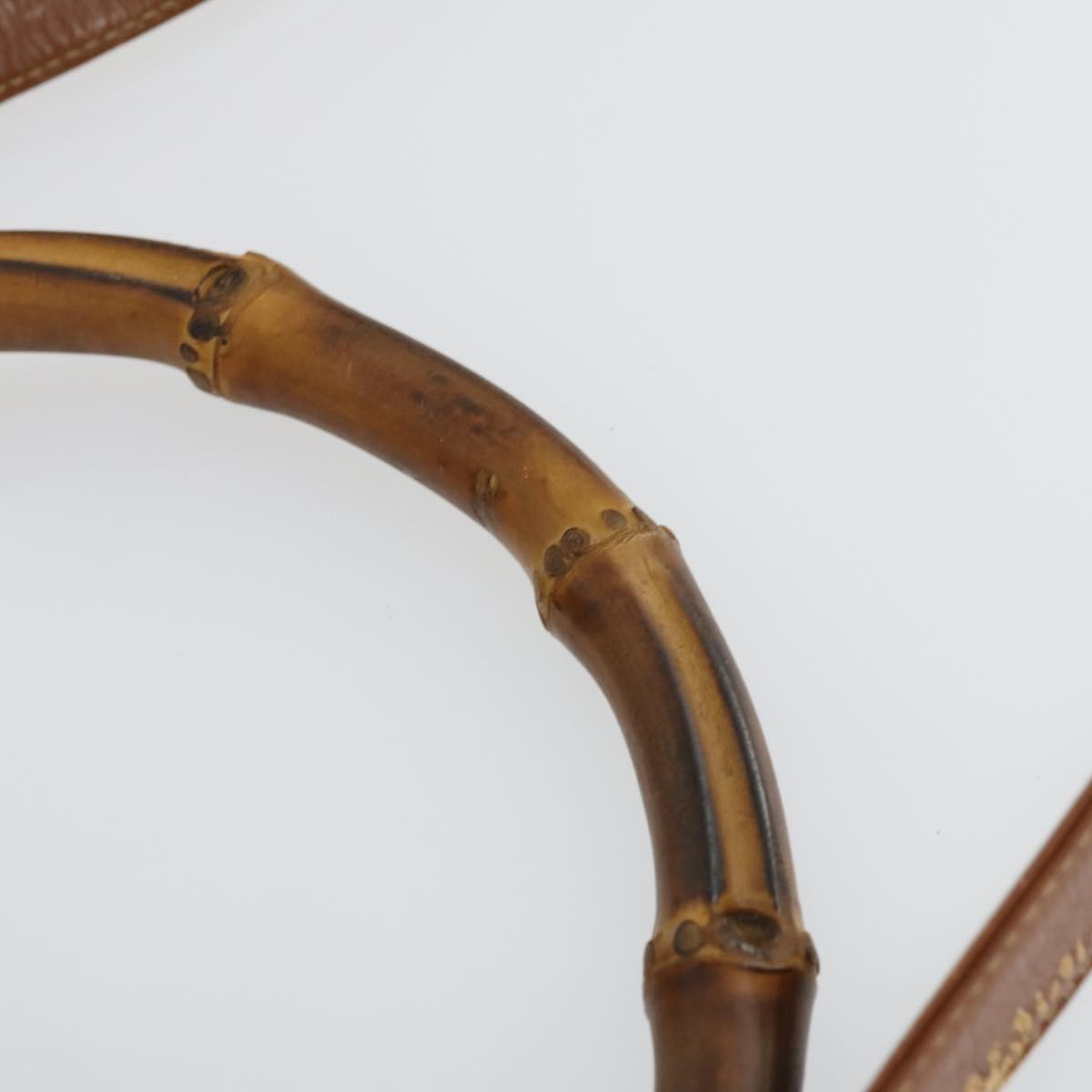 GUCCI Bamboo Shoulder Bag Leather 2way Brown Gold 001 1781 1577 Auth th6578