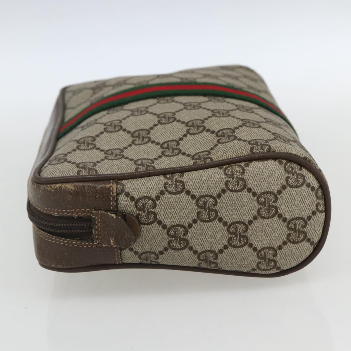 GUCCI GG Supreme Web Sherry Line Clutch Bag PVC Beige Gold 75 01 012 Auth th6579