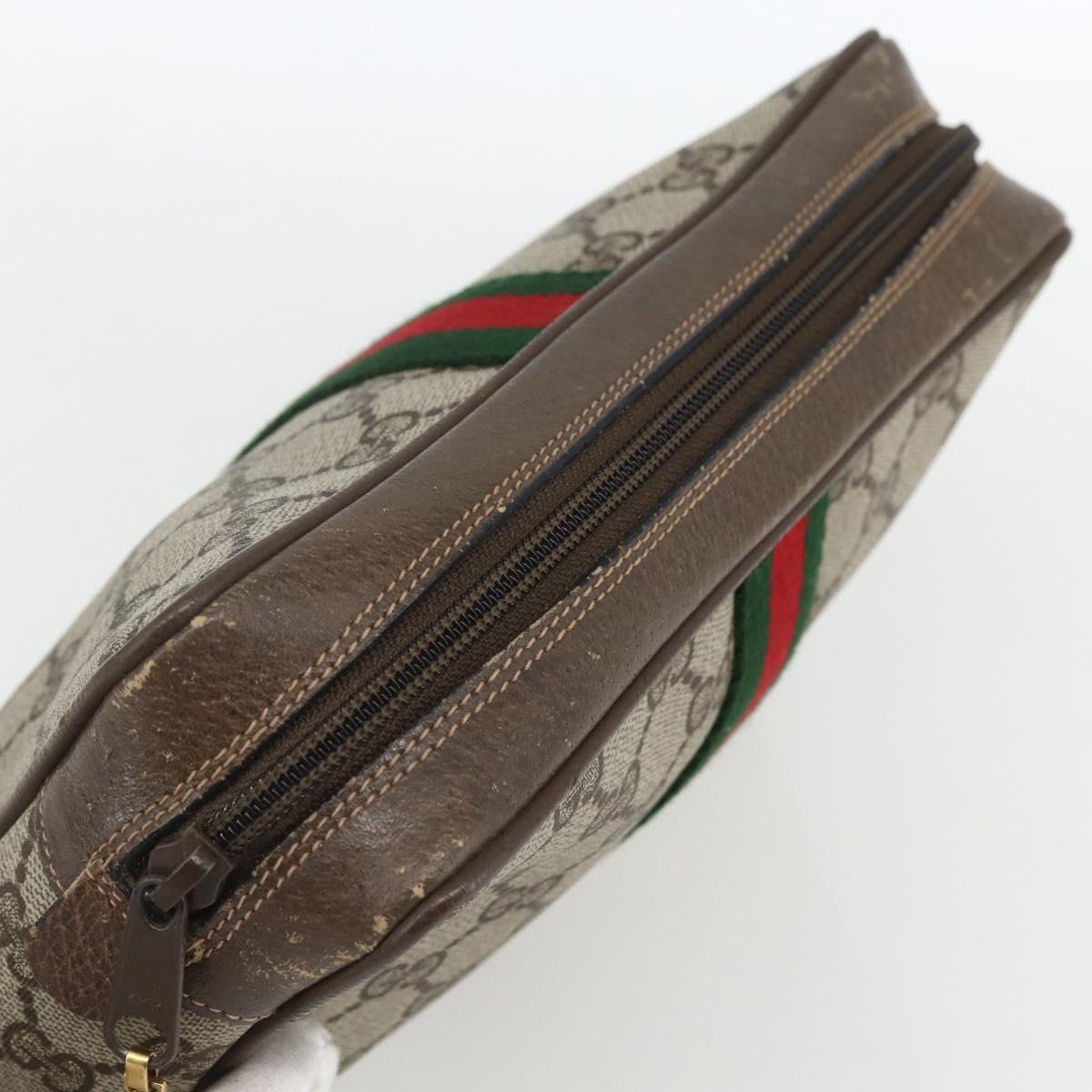 GUCCI GG Supreme Web Sherry Line Clutch Bag PVC Beige Gold 75 01 012 Auth th6579