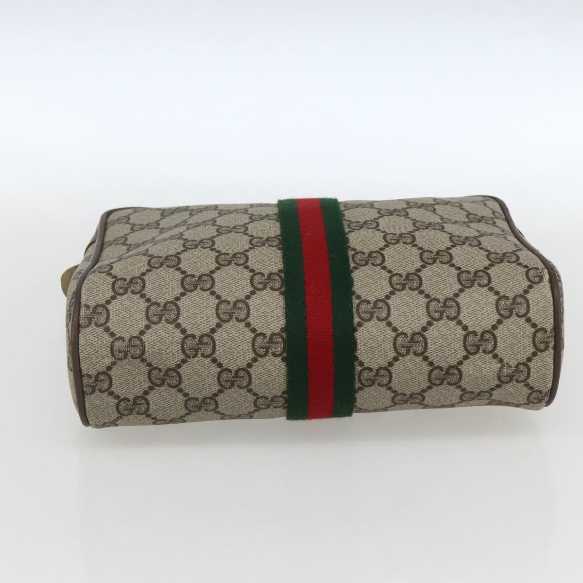 GUCCI GG Supreme Web Sherry Line Clutch Bag PVC Beige Gold 75 01 012 Auth th6579