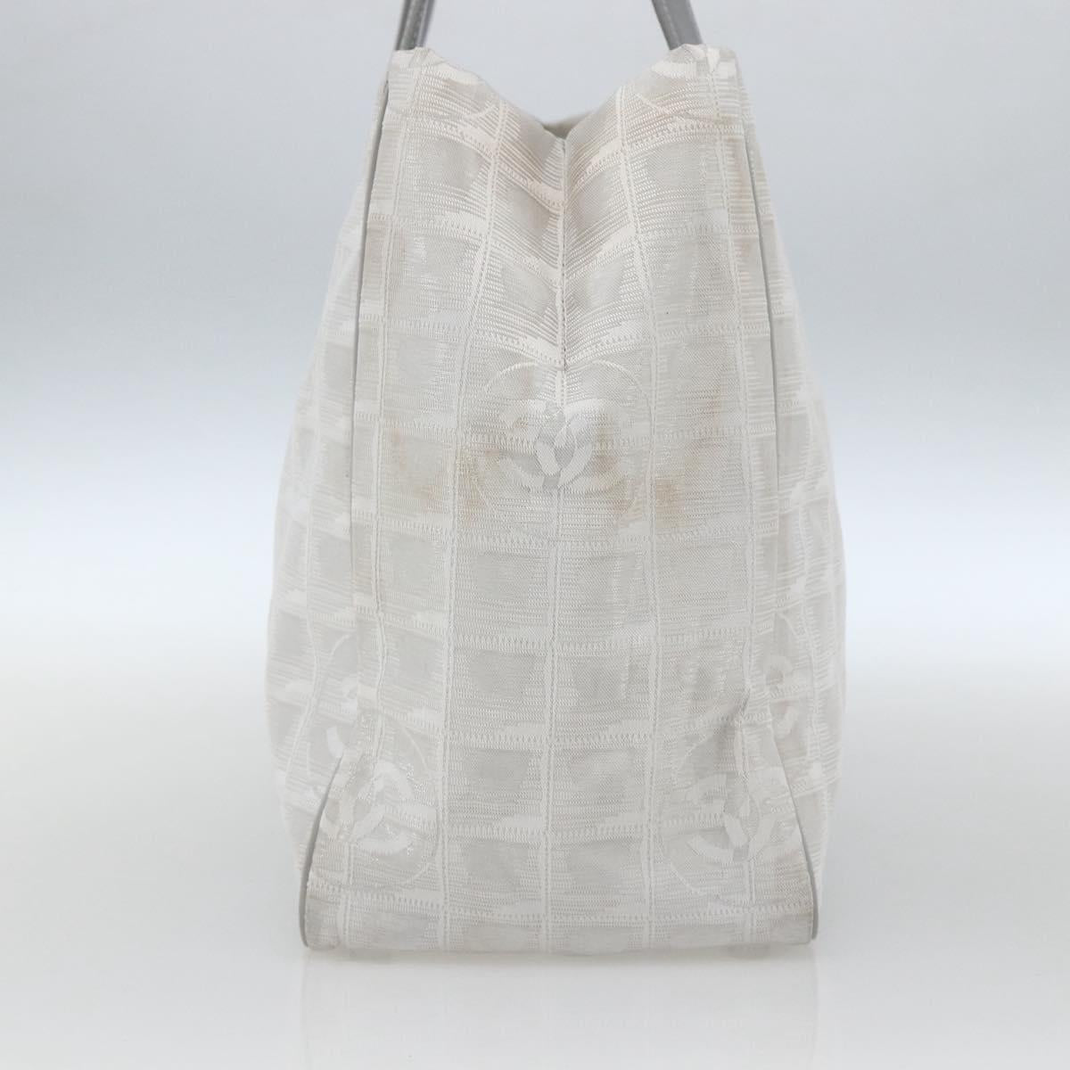 CHANEL New Travel Line Tote Bag Nylon Silver CC Auth th6583