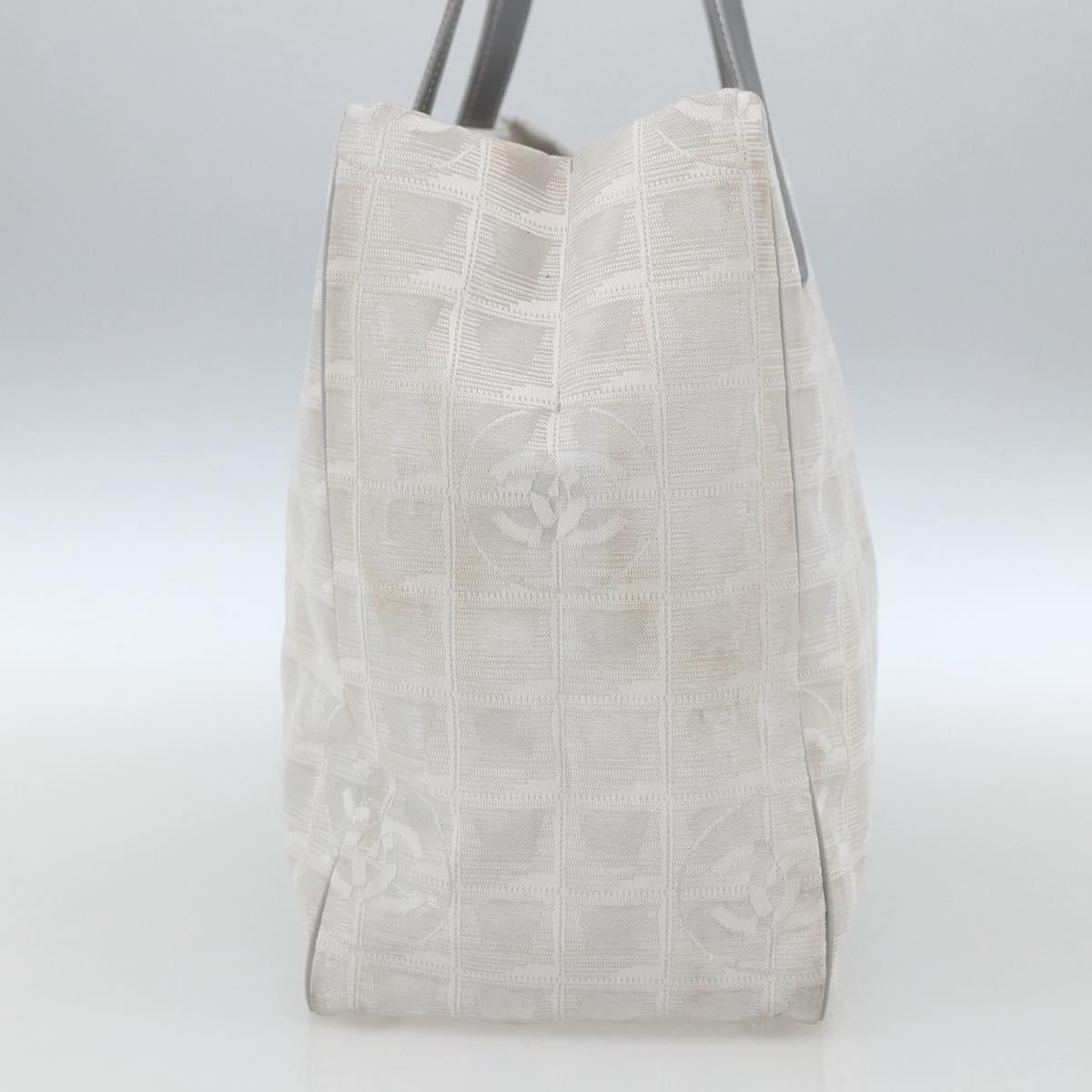 CHANEL New Travel Line Tote Bag Nylon Silver CC Auth th6583