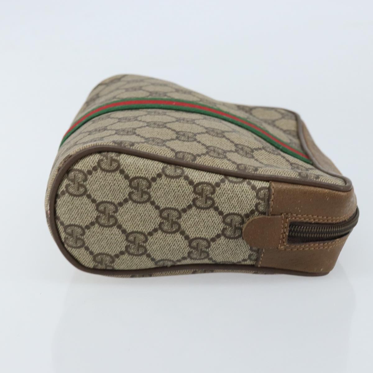 GUCCI GG Supreme Web Sherry Line Bag PVC Beige Gold Red 89 01 012 Auth th6601