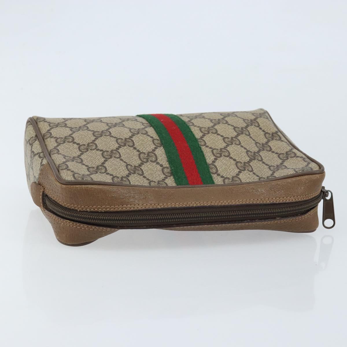 GUCCI GG Supreme Web Sherry Line Bag PVC Beige Gold Red 89 01 012 Auth th6601