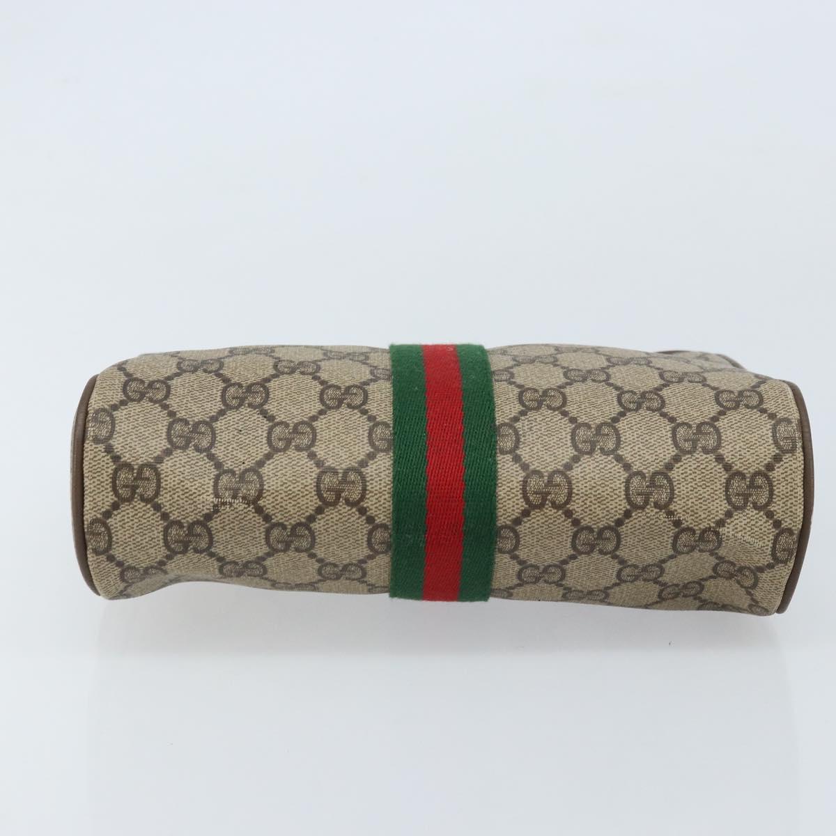 GUCCI GG Supreme Web Sherry Line Bag PVC Beige Gold Red 89 01 012 Auth th6601