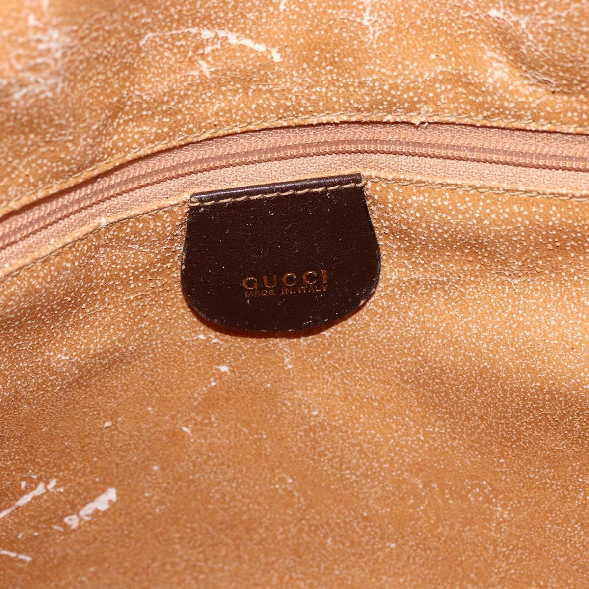GUCCI Bamboo Shoulder Bag Leather 2way Brown Gold 001 1705 1577 Auth th6602
