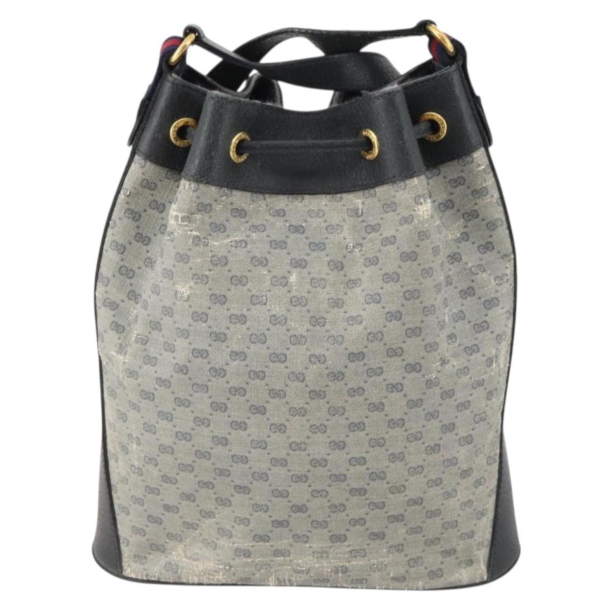 GUCCI Micro GG Supreme Sherry Line Bag PVC Navy Gold 164 02 034 Auth th6606