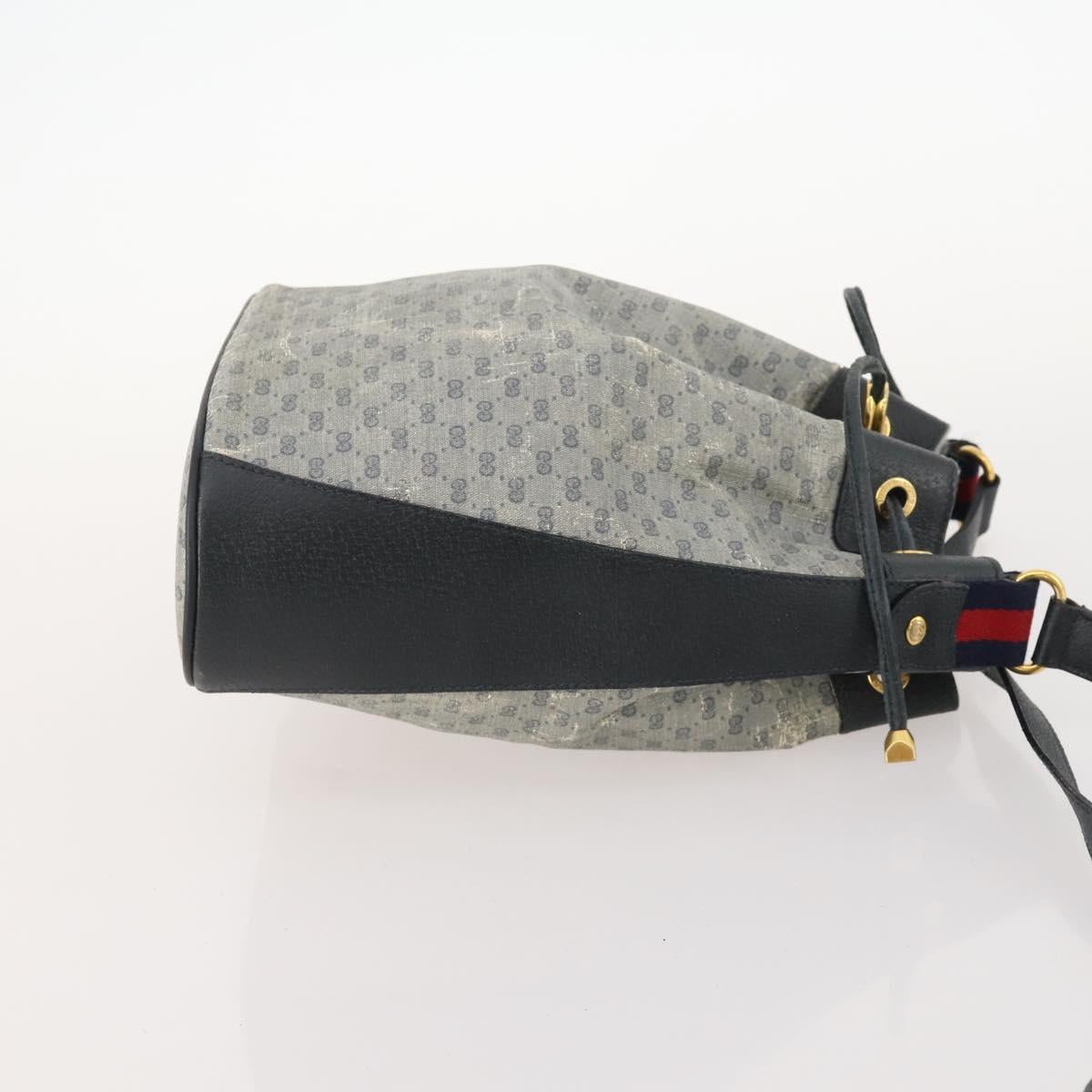GUCCI Micro GG Supreme Sherry Line Bag PVC Navy Gold 164 02 034 Auth th6606