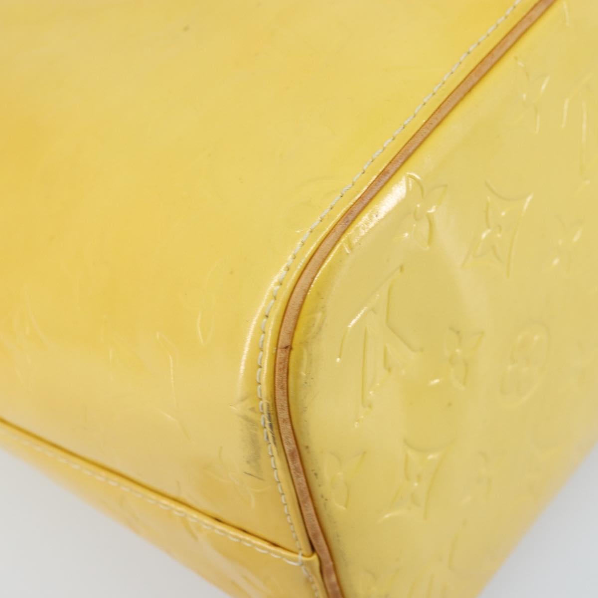 LOUIS VUITTON Monogram Vernis Houston Hand Bag Lime Yellow M91055 LV Auth th6608
