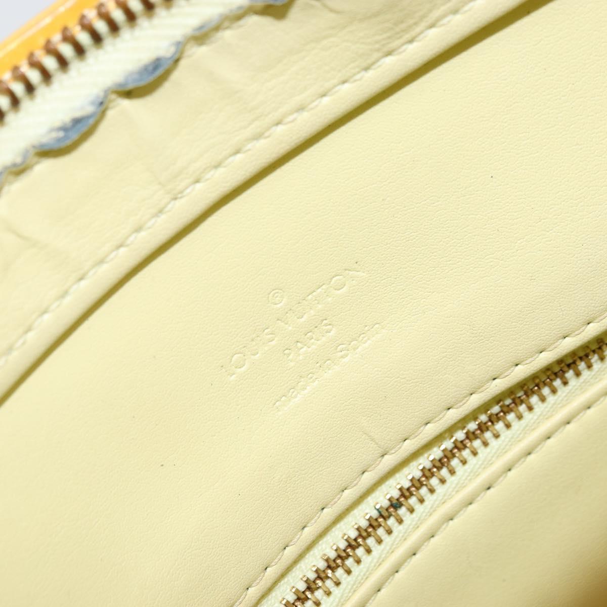 LOUIS VUITTON Monogram Vernis Houston Hand Bag Lime Yellow M91055 LV Auth th6608