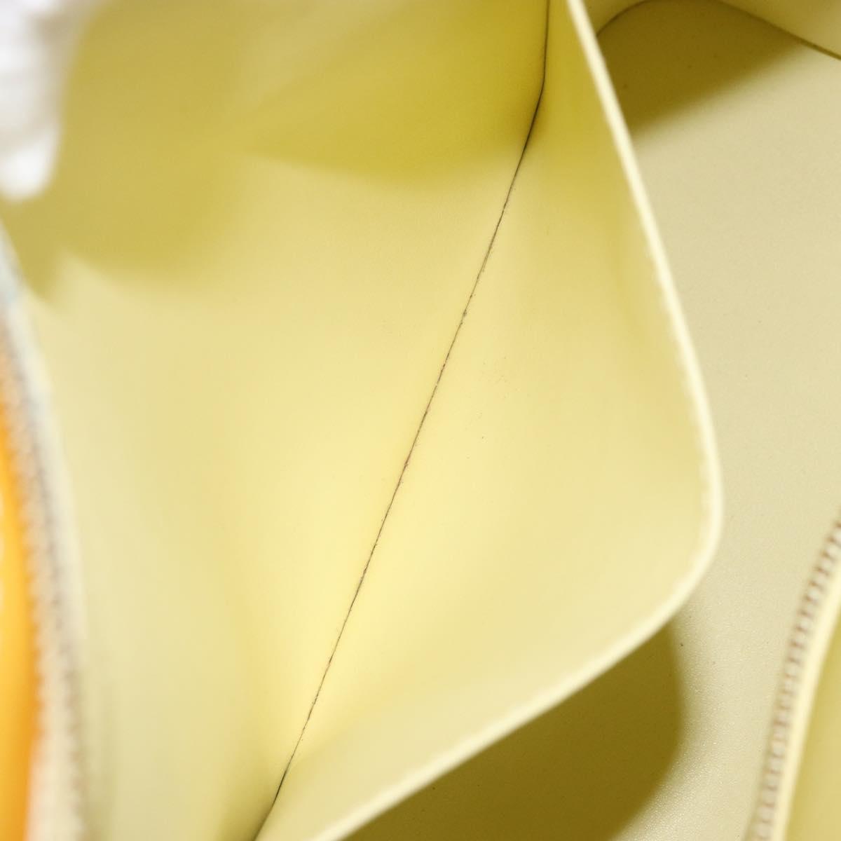 LOUIS VUITTON Monogram Vernis Houston Hand Bag Lime Yellow M91055 LV Auth th6608