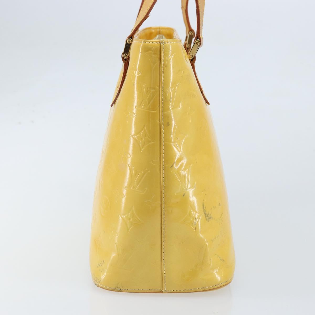 LOUIS VUITTON Monogram Vernis Houston Hand Bag Lime Yellow M91055 LV Auth th6608