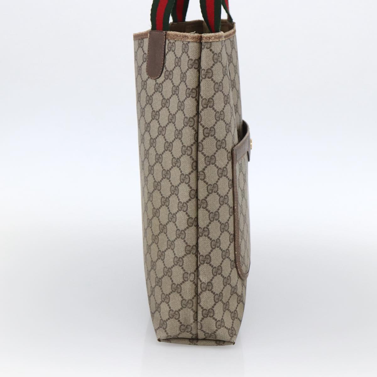 GUCCI GG Supreme Web Sherry Line Tote Bag PVC Beige Gold 39 02 003 Auth th6613