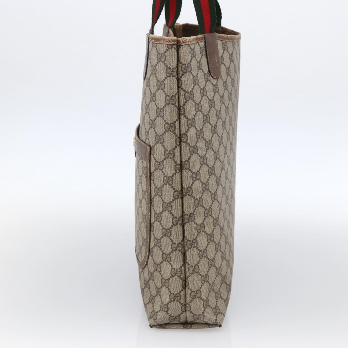 GUCCI GG Supreme Web Sherry Line Tote Bag PVC Beige Gold 39 02 003 Auth th6613