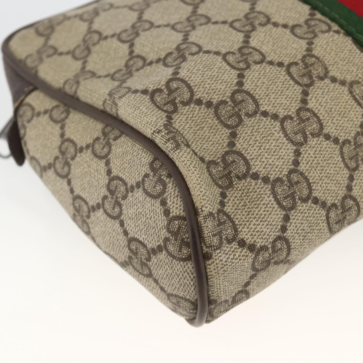 GUCCI GG Supreme Web Sherry Line Clutch Bag PVC Beige Gold Auth th6643