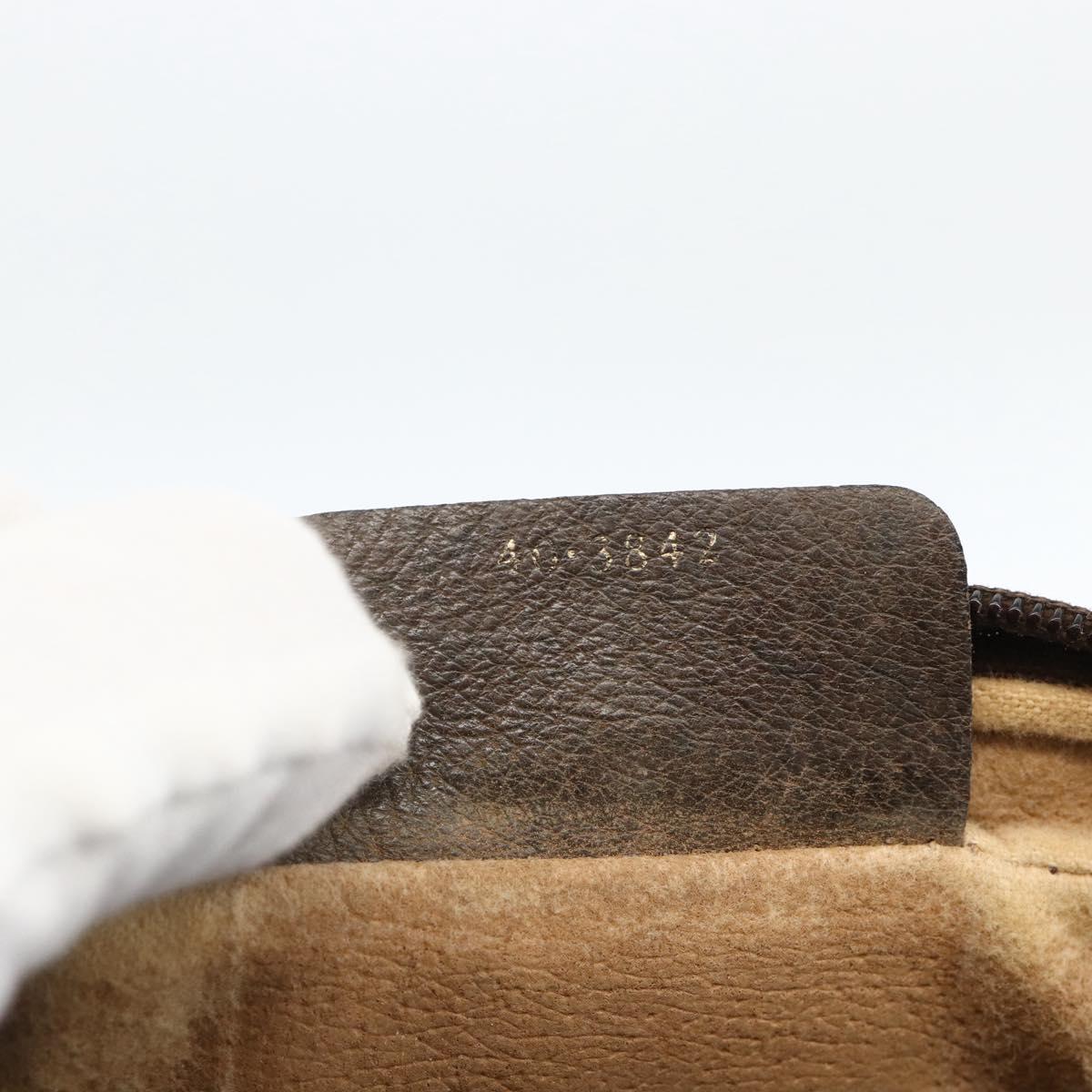 GUCCI GG Supreme Web Sherry Line Clutch Bag PVC Beige Gold Auth th6643