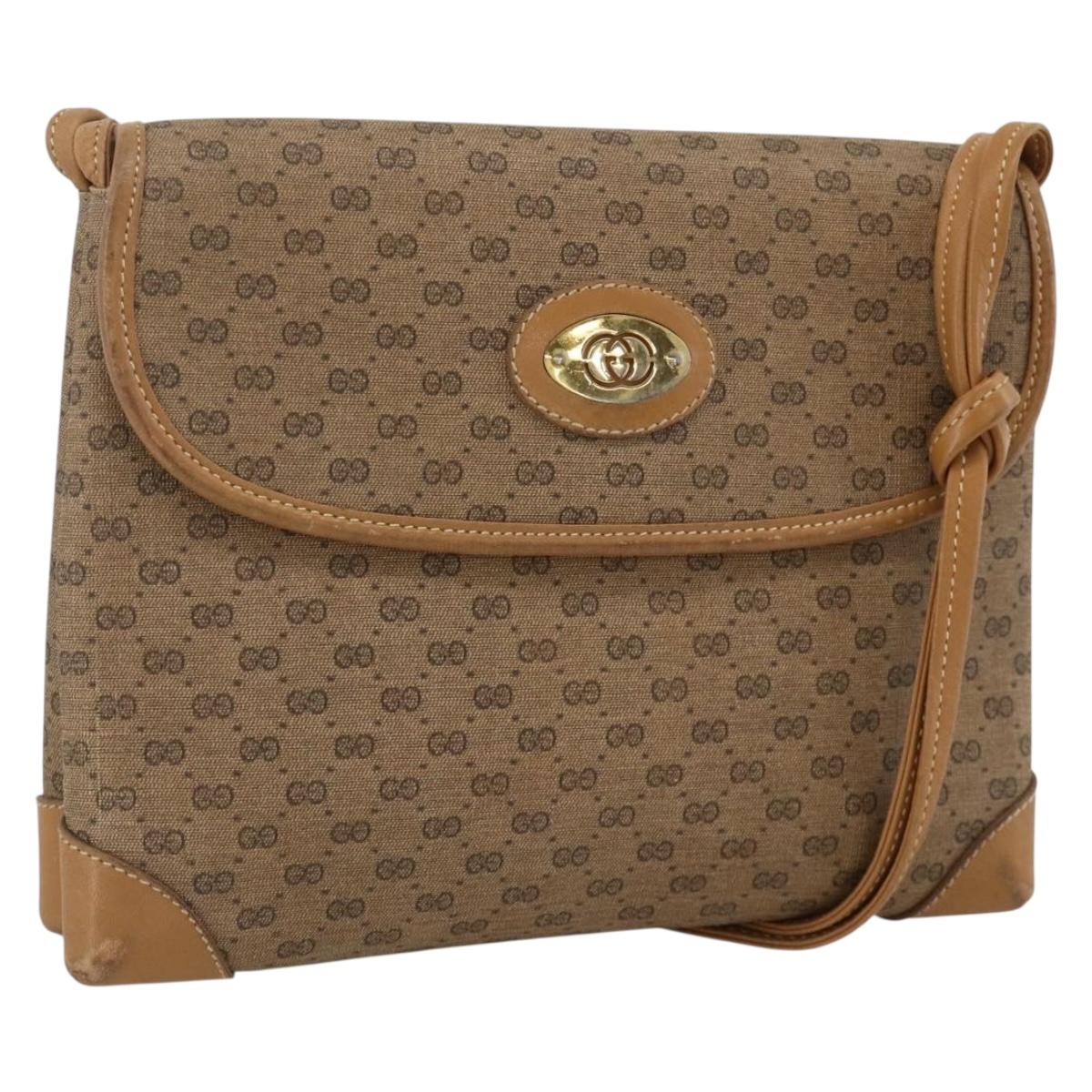 GUCCI Micro GG Supreme Shoulder Bag PVC Beige Gold 14 007 5548 Auth th6655