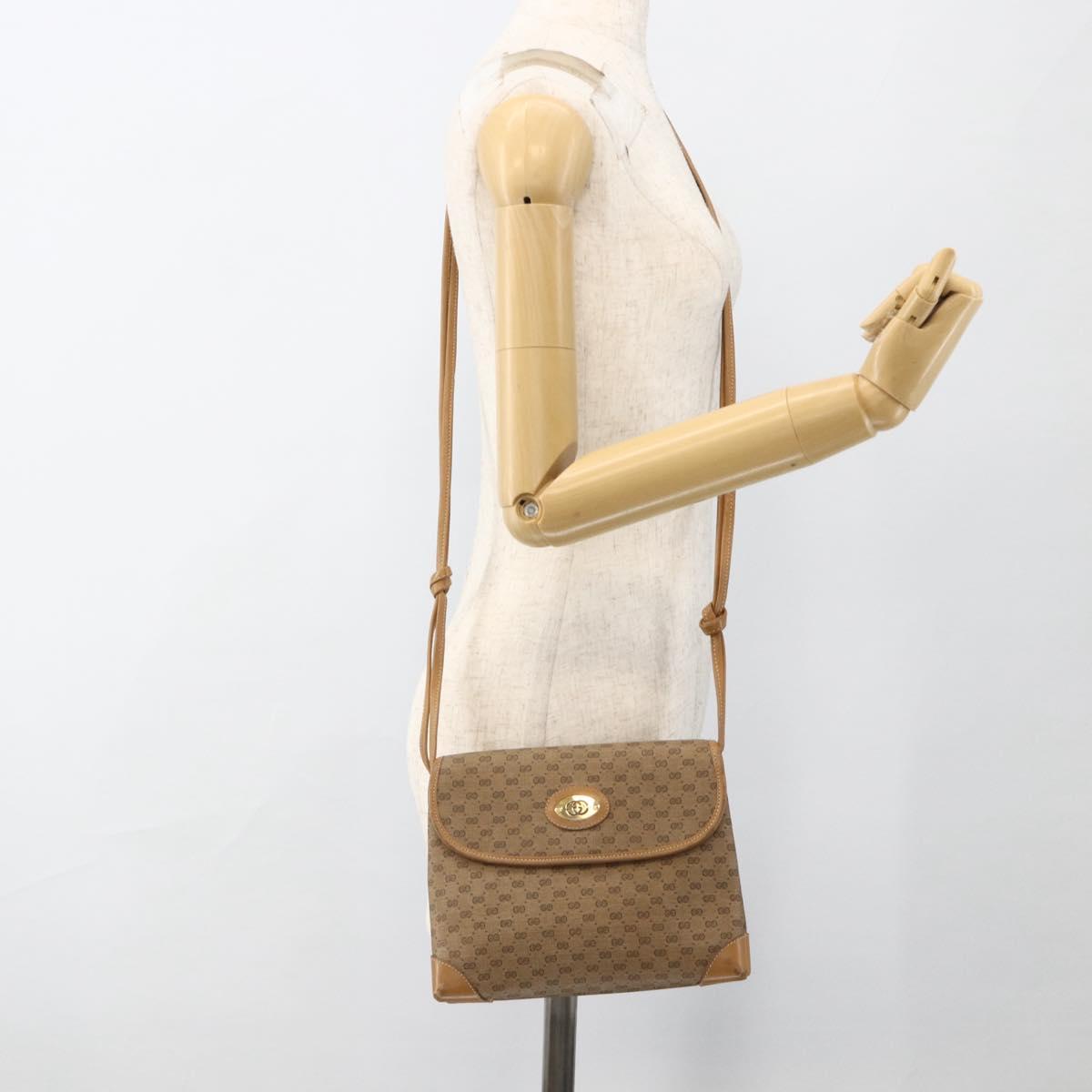 GUCCI Micro GG Supreme Shoulder Bag PVC Beige Gold 14 007 5548 Auth th6655