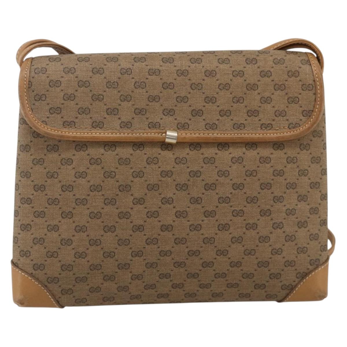 GUCCI Micro GG Supreme Shoulder Bag PVC Beige Gold 14 007 5548 Auth th6655