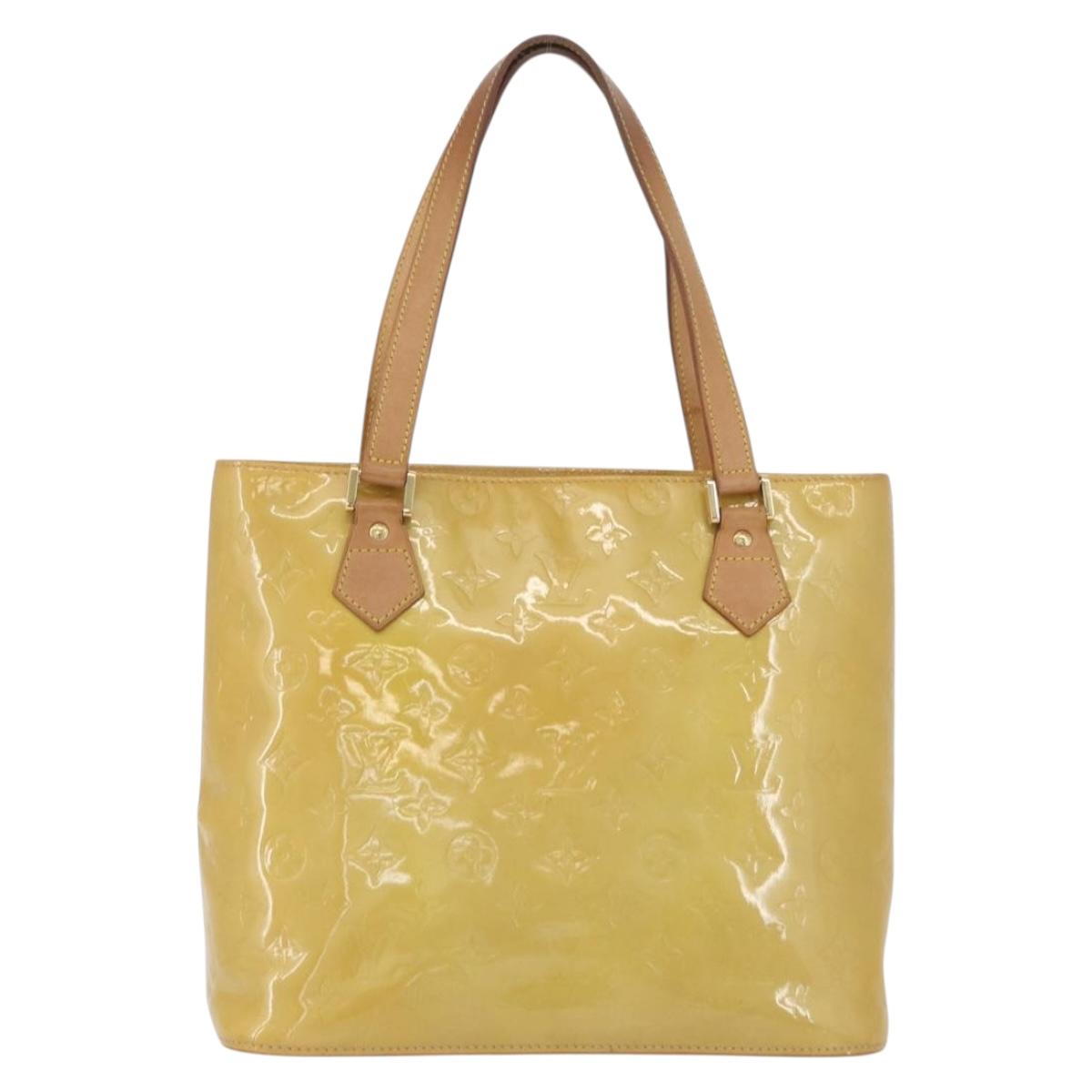 LOUIS VUITTON Monogram Vernis Houston Hand Bag Beige M91004 LV Auth th6657