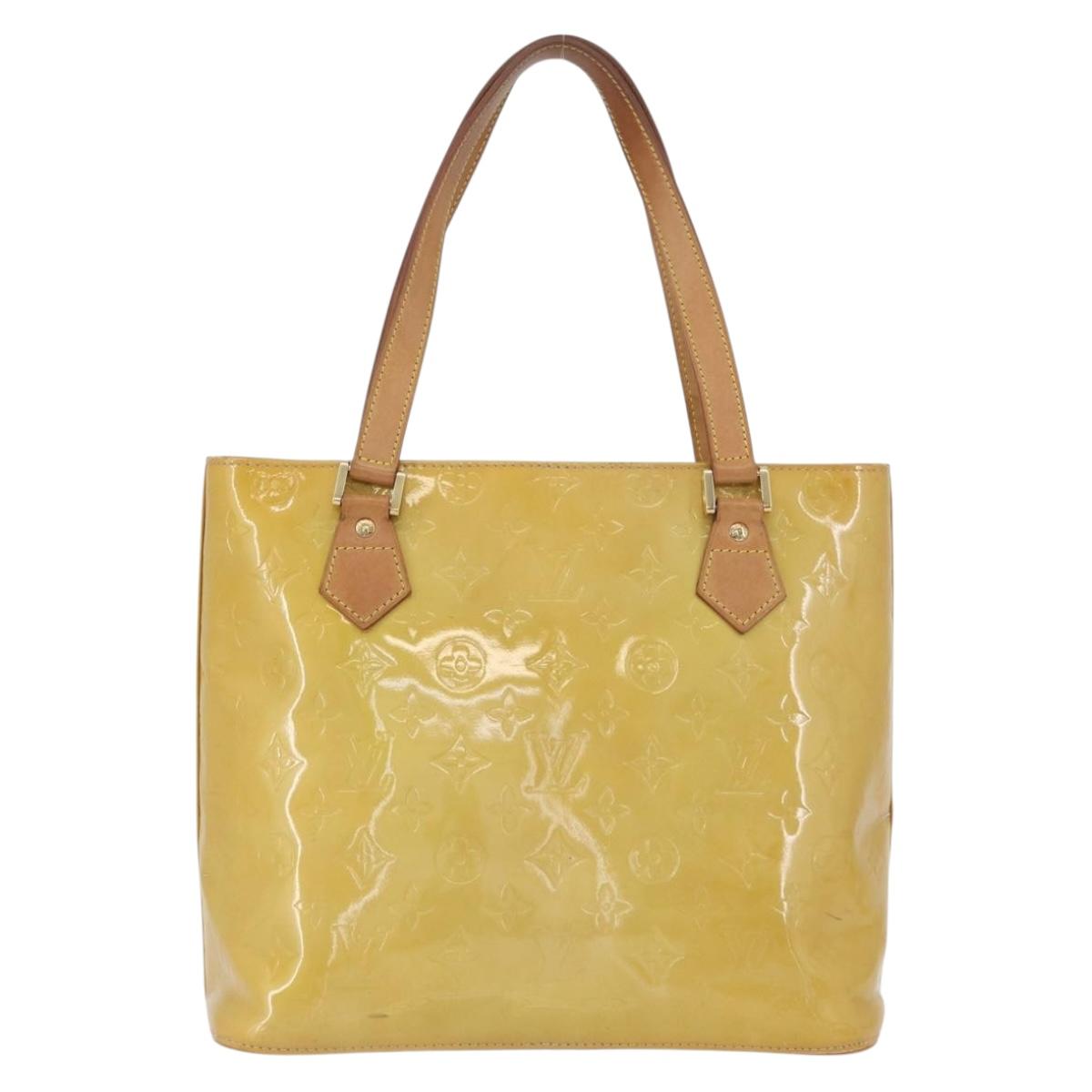 LOUIS VUITTON Monogram Vernis Houston Hand Bag Beige M91004 LV Auth th6657