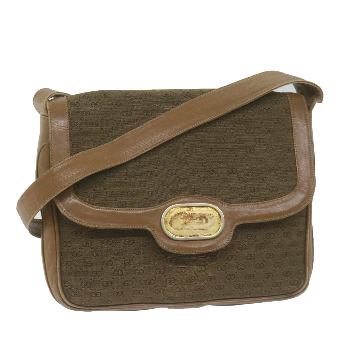 GUCCI Micro GG Canvas Shoulder Bag Beige Brown Auth ar9061