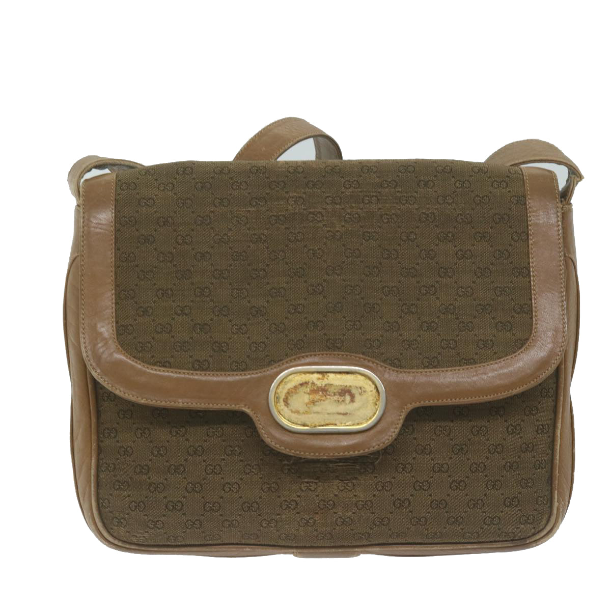 GUCCI Micro GG Canvas Shoulder Bag Beige Brown Auth ar9061