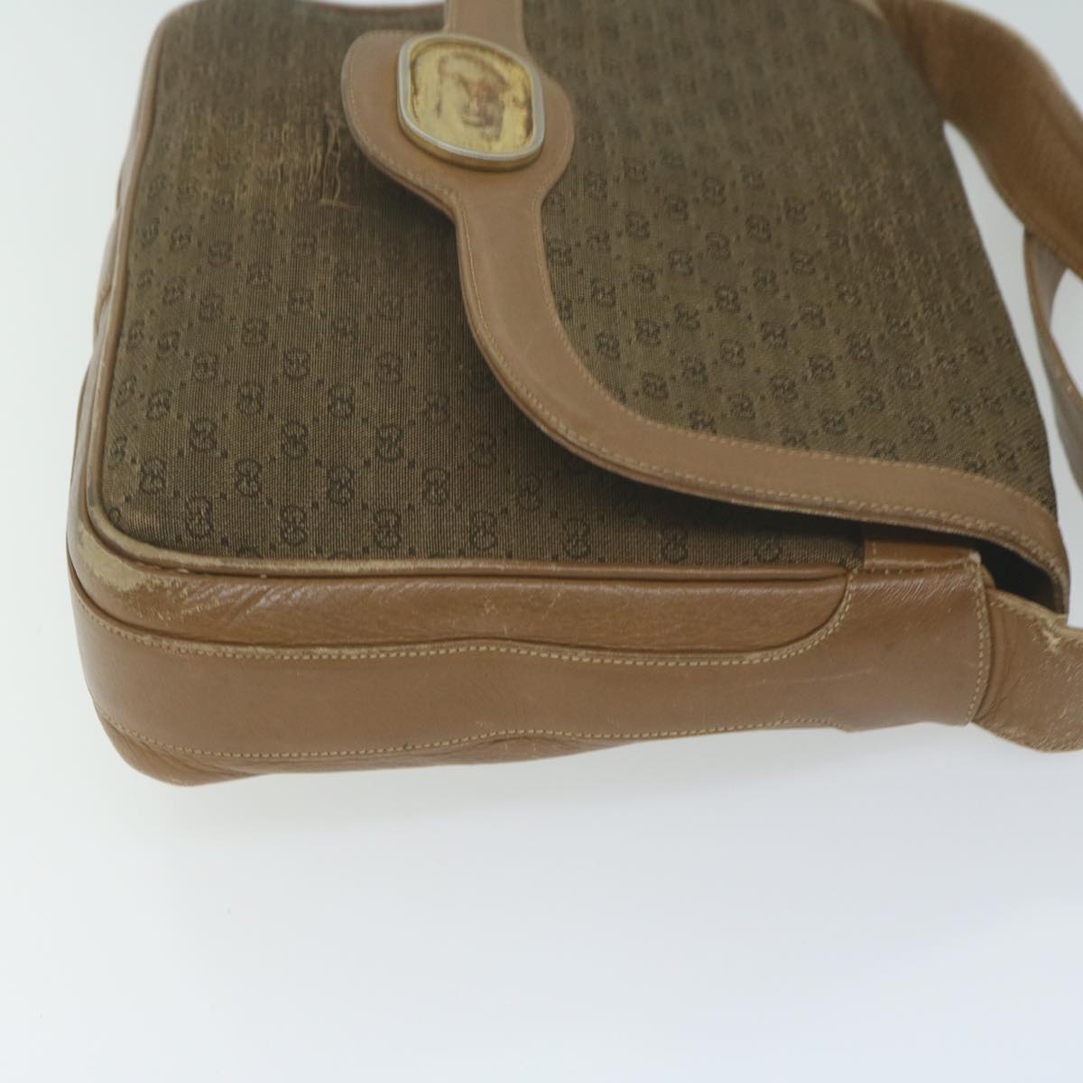 GUCCI Micro GG Canvas Shoulder Bag Beige Brown Auth ar9061