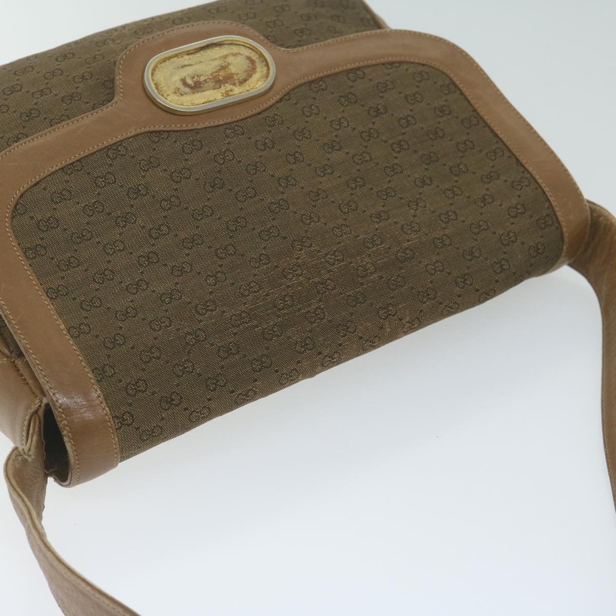 GUCCI Micro GG Canvas Shoulder Bag Beige Brown Auth ar9061