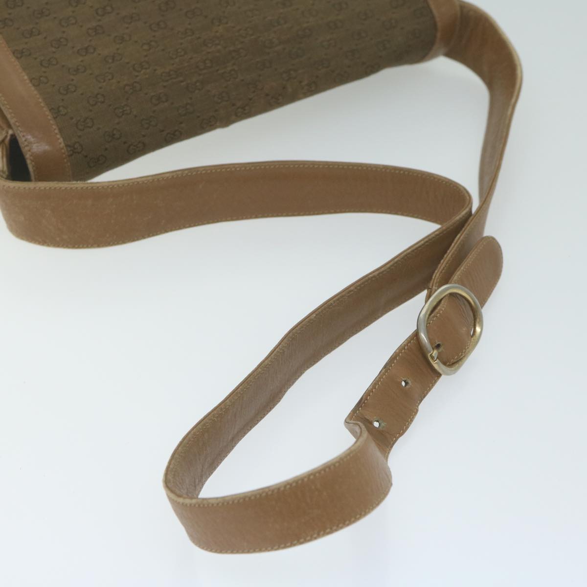 GUCCI Micro GG Canvas Shoulder Bag Beige Brown Auth ar9061