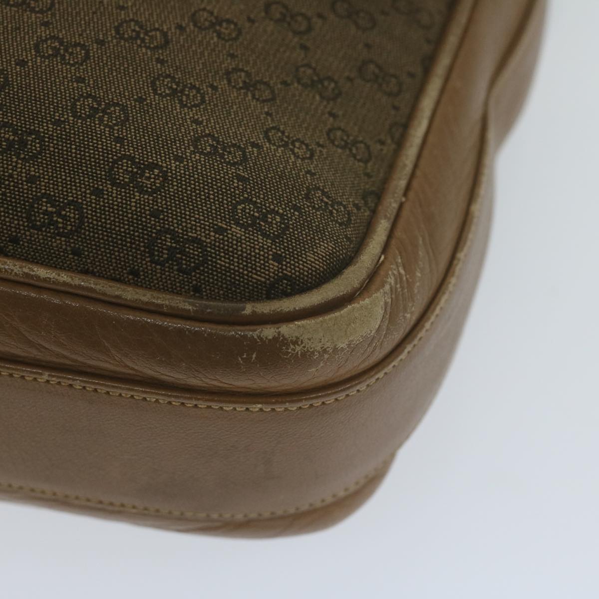 GUCCI Micro GG Canvas Shoulder Bag Beige Brown Auth ar9061