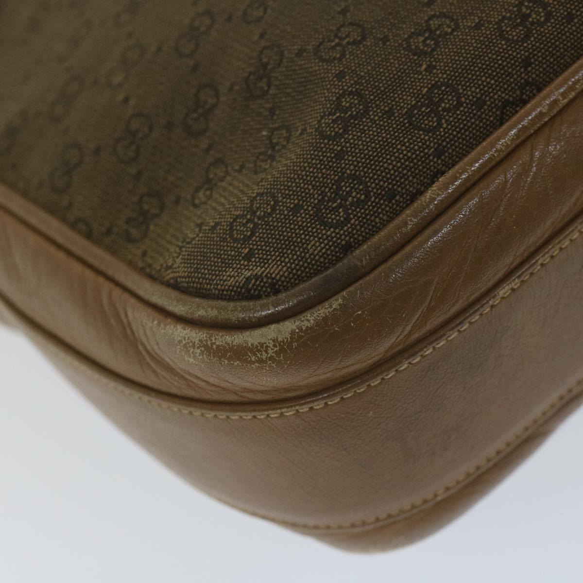 GUCCI Micro GG Canvas Shoulder Bag Beige Brown Auth ar9061